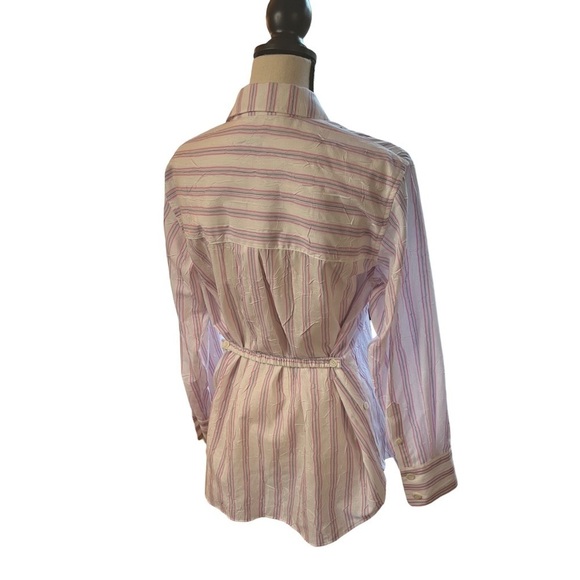 LEUNI Pink and Grey Striped Button Down Cotton-Blend Shirt | WConcept | sze M - Picture 7 of 14